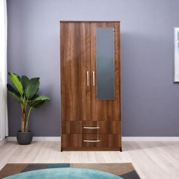 2 Door Wardrobe with 1 Mirror and 2 Drawers
