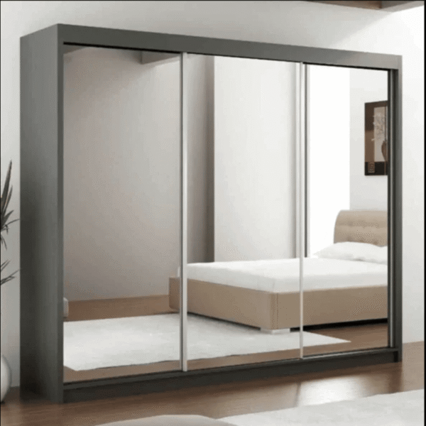 Grey Chicago 250cm Wide Mirror Sliding Wardrobe