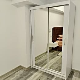 White 120cm Wide Mirror Sliding Wardrobe