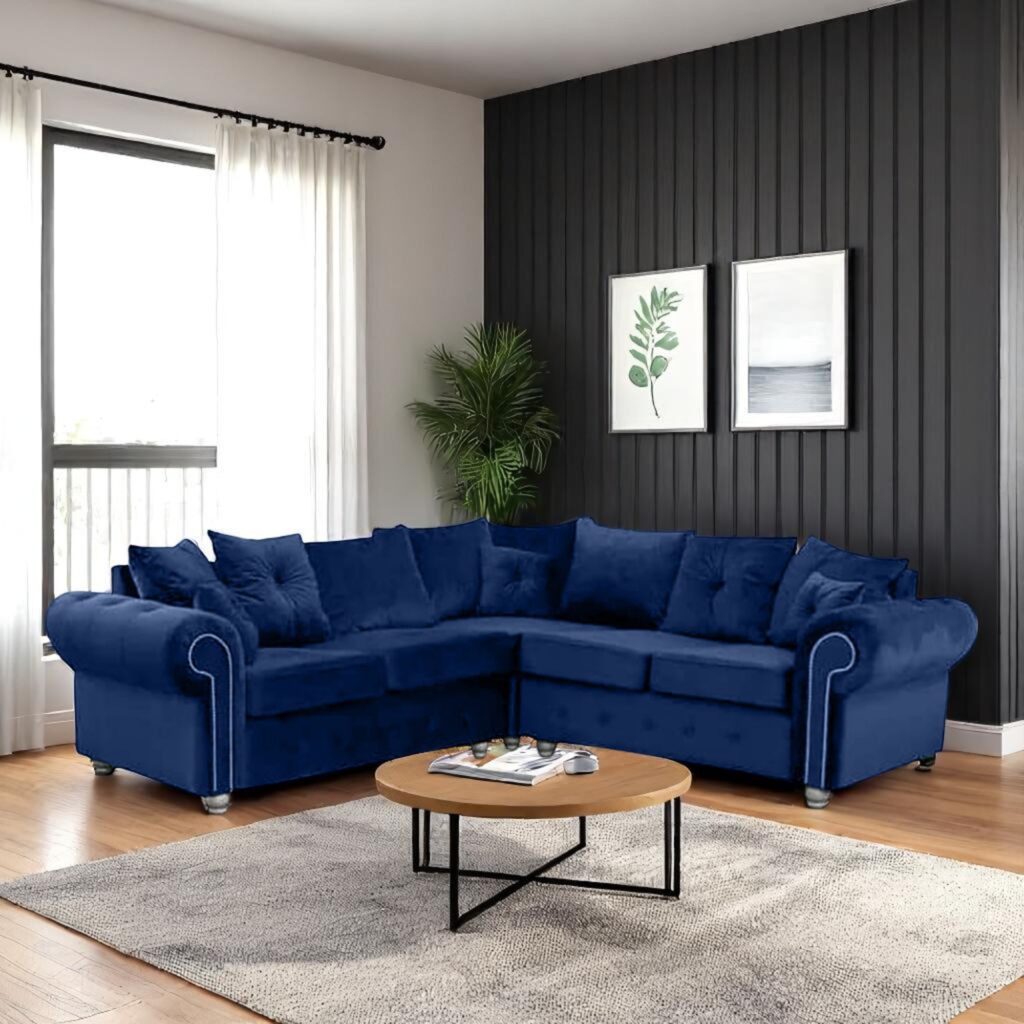 Ashwin Blue Corner Sofa