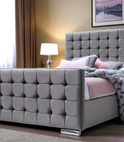 Plush Velvet Cube Bed Frame