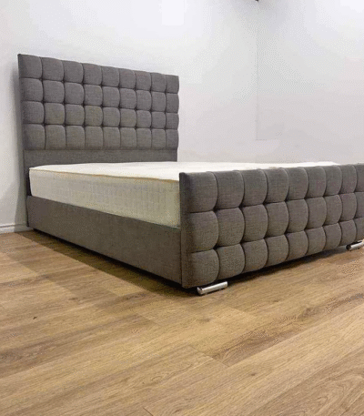 Plush Velvet Cube Bed Frame
