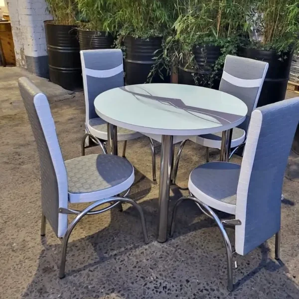 Turkish Glass and Steel Dining Table with 4 Chairs