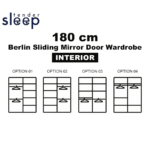 Interior of Berlin Grey 180cm Wide Mirror Sliding Wardrobe