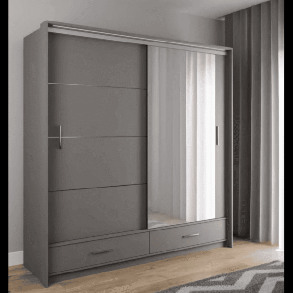 Marsylia 208cm Mirror Sliding Door Wardrobe