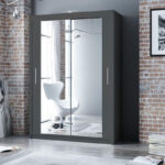 Berlin Grey 180cm Wide Mirror Sliding Wardrobe