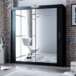 Black Berlin 200cm Wide Mirror Sliding Wardrobe