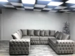 Ashton Chesterfield 8 Seater U Shaped Corner Sofa Grey