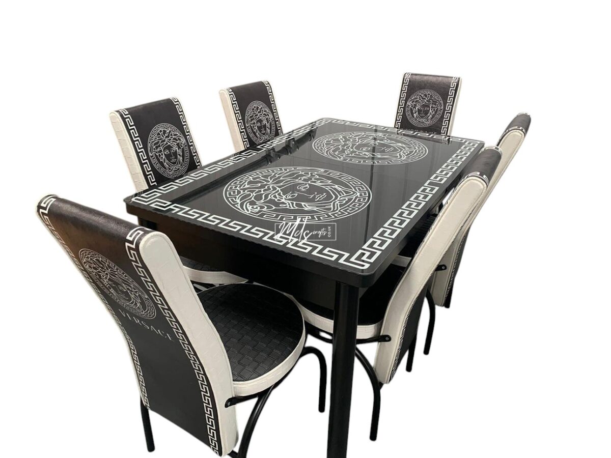 Black Versace Turkish Style Dining Table with Chair