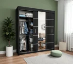Black Oslo Mirror Sliding Wardrobe for Modern Homes