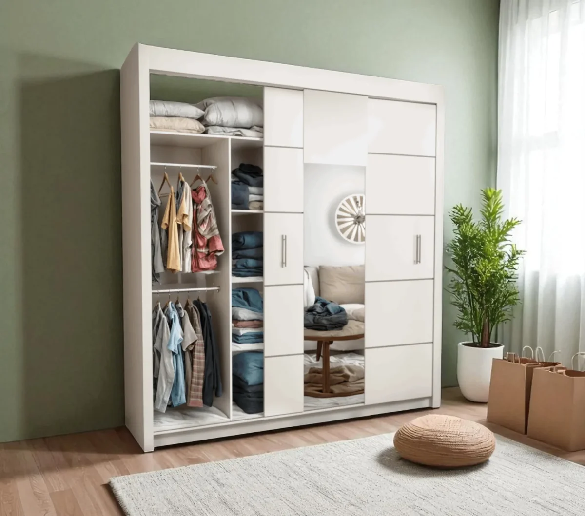 Large Oslo Mirror Sliding Wardrobe for Master Bedroom UK