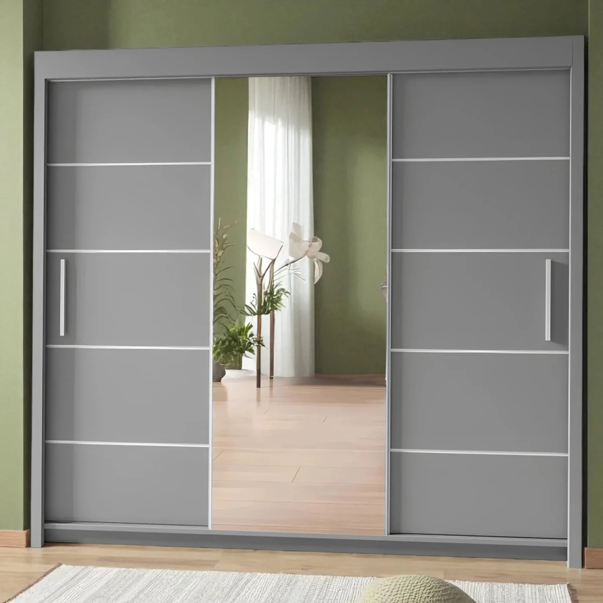 250cm Oslo Wardrobe with Sliding Mirror Doors and Spacious Interior