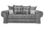 verona 3 seater plush velvet sofa grey